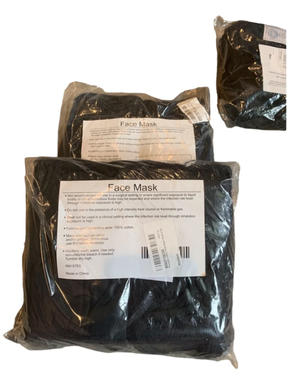 100 Black Reusable Face Masks